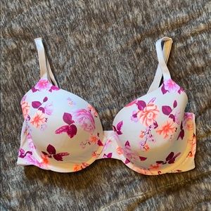 VS PINK Lightly Lined Floral T-Shirt bra, 36-DD/E
